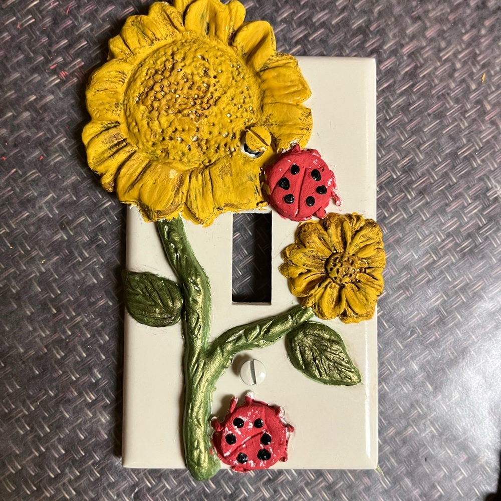 Custom Sunflower and Ladybug Light Switch Cover